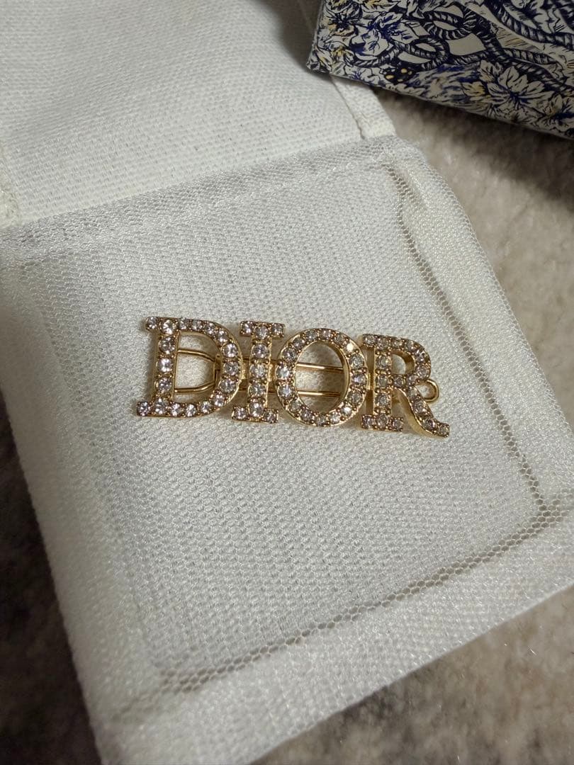 ディオール ★ DIOR ロゴ ビジュー バレッタ ピン ヘアアクセサリー