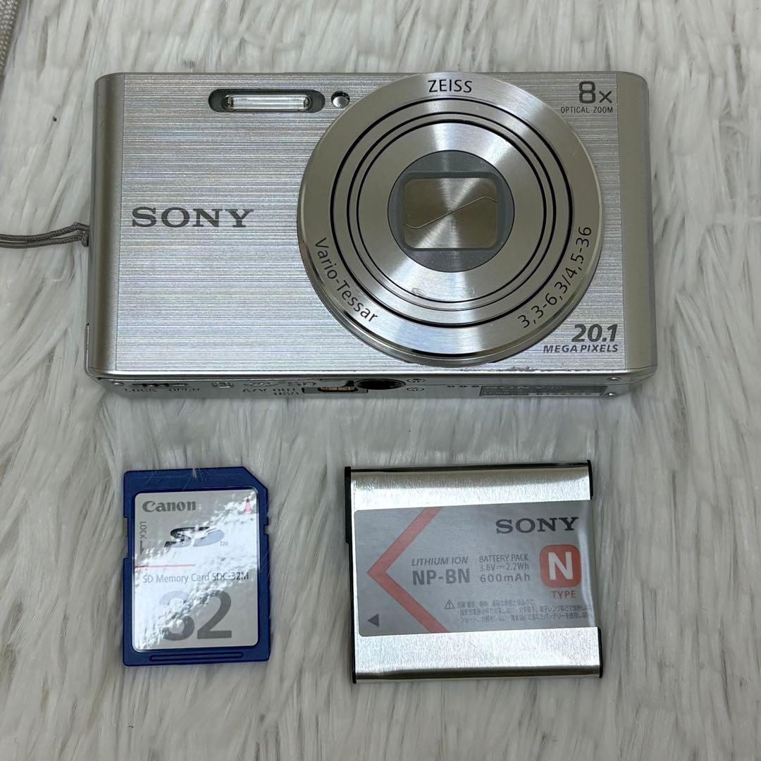 美品　SONY カメラ　DSC-W830 SDカード　シルバー　コンデジ　動作品