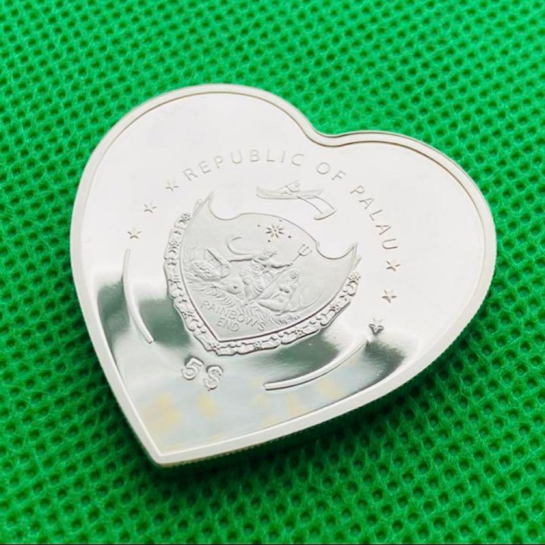 銀貨 てんとう虫 ハート型 七宝焼埋込 純銀 プルーフ