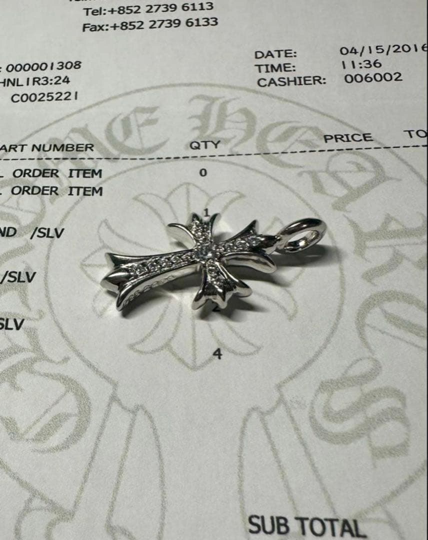 た*く様 クロムハーツ　タイニーファット　チャーム　天然パヴェ　インボイス