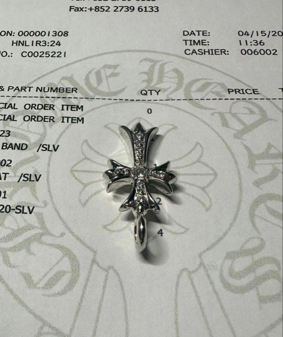 た*く様 クロムハーツ　タイニーファット　チャーム　天然パヴェ　インボイス