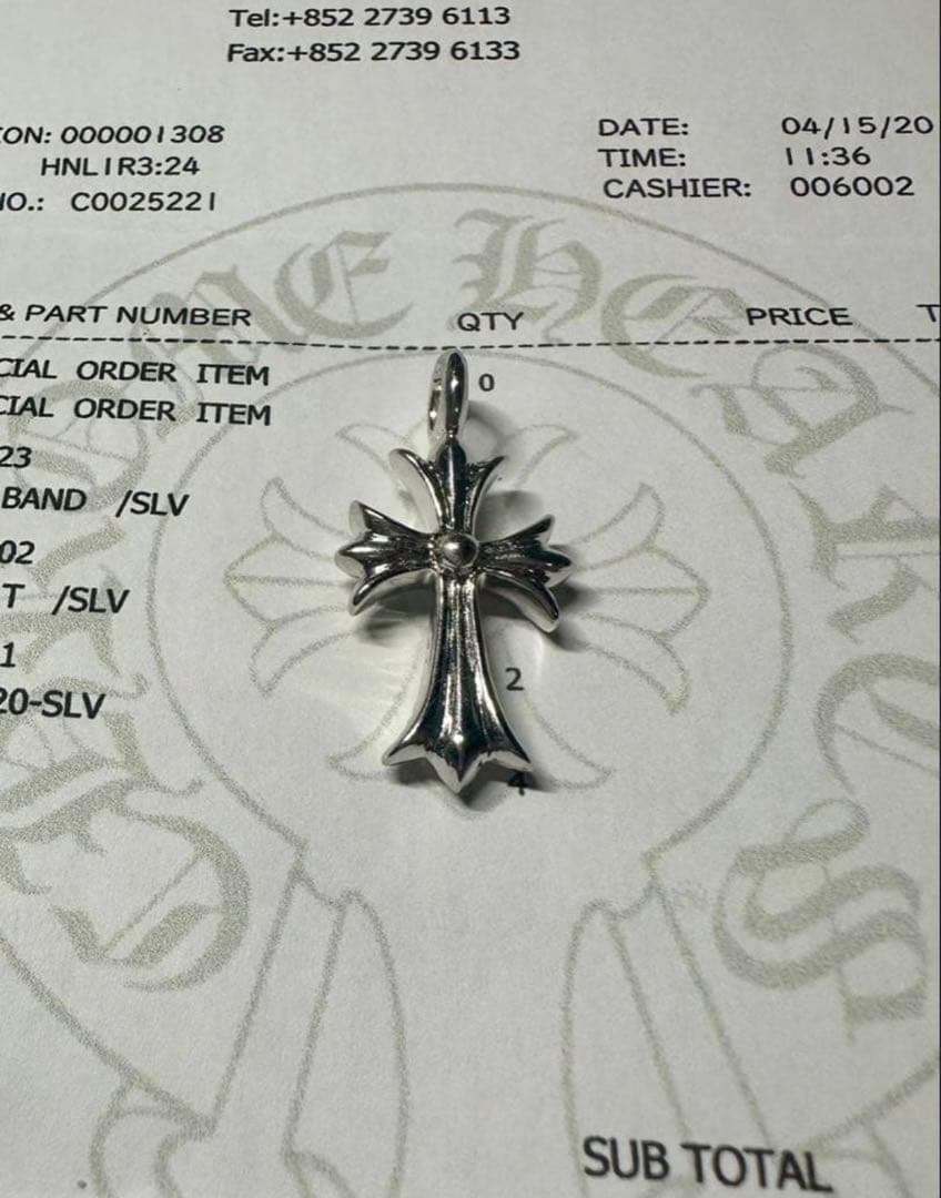 た*く様 クロムハーツ　タイニーファット　チャーム　天然パヴェ　インボイス