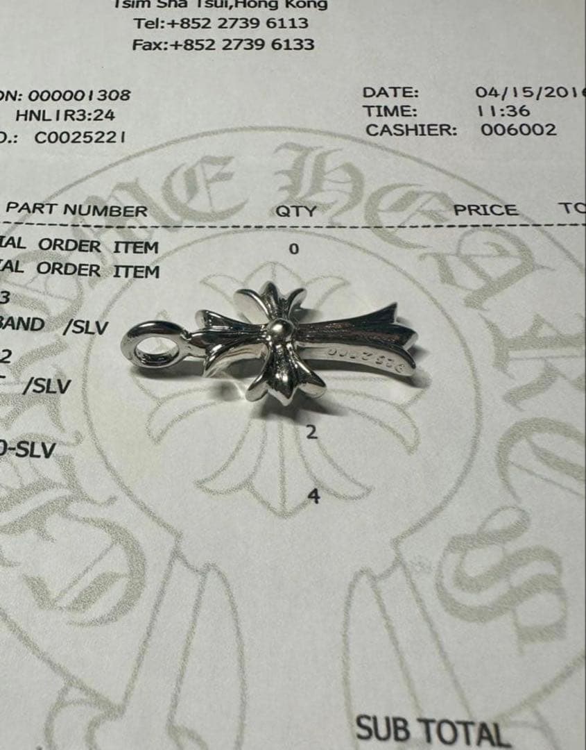 た*く様 クロムハーツ　タイニーファット　チャーム　天然パヴェ　インボイス