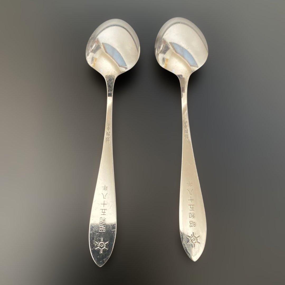 銀製 花柄スプーン 純銀 アンティークスプーン 日本 製