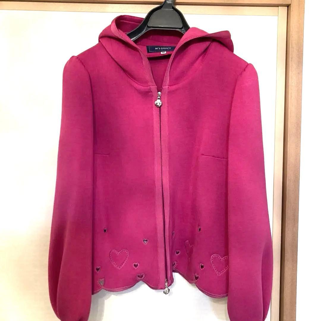 M'S GRACY フード付きピンクジャケット ハート刺繍