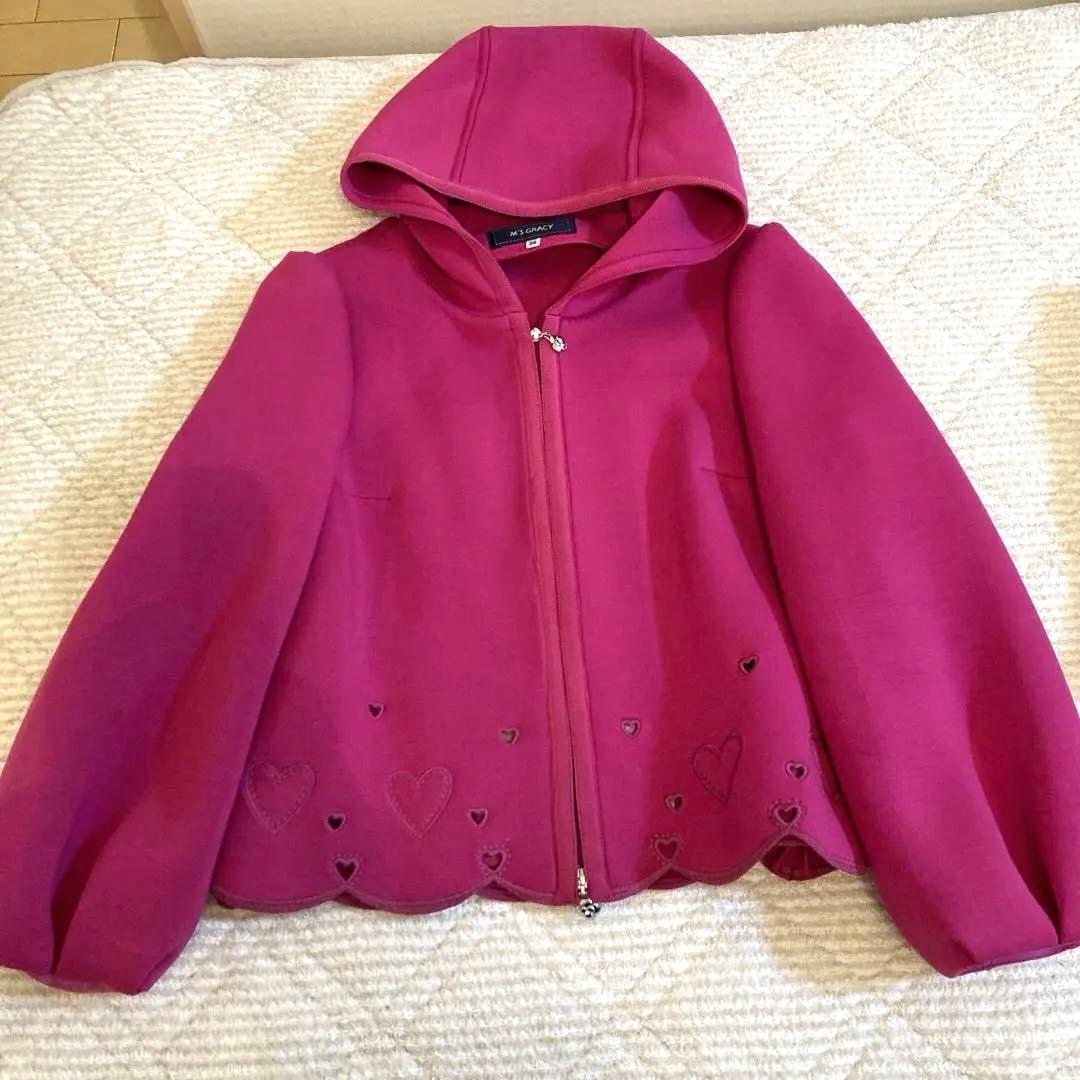 M'S GRACY フード付きピンクジャケット ハート刺繍