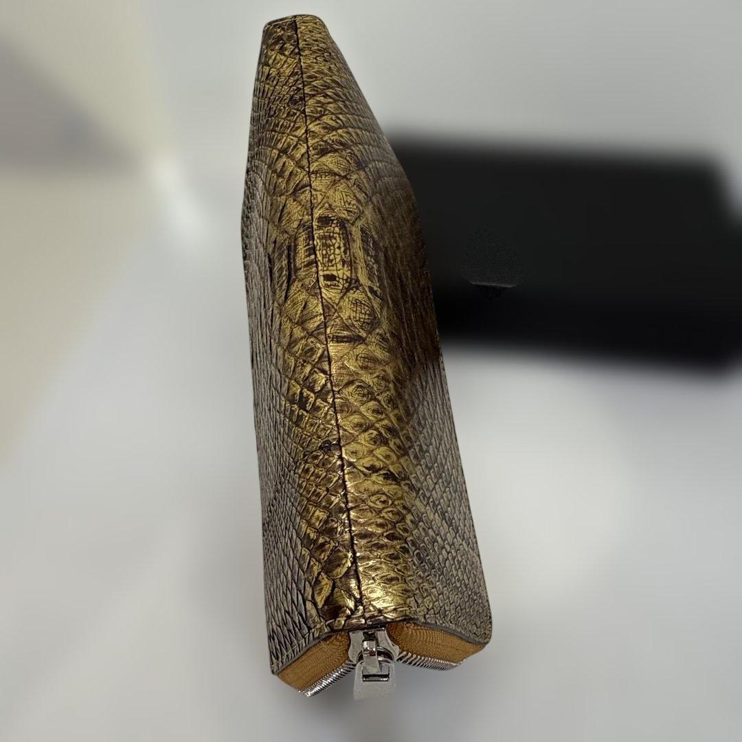 ゴールド ヘビ革 長財布