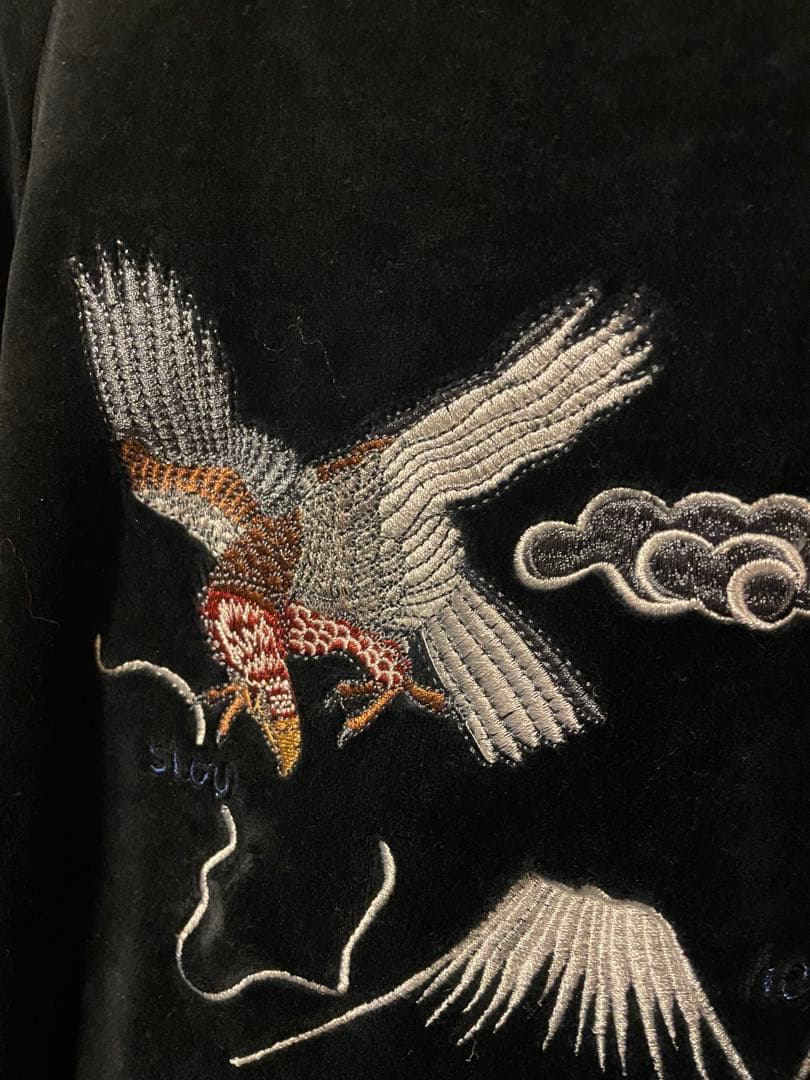 王道 ラフ 別珍スカジャン 鷹 龍刺繍