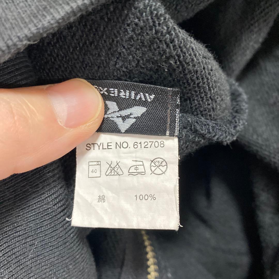 90's~ AVIREX ジップパーカー　サーマル　ブラック　y2k 短丈