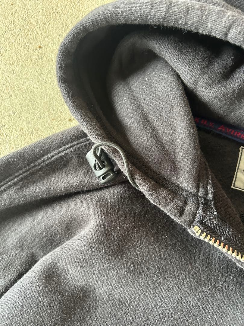 90's~ AVIREX ジップパーカー　サーマル　ブラック　y2k 短丈