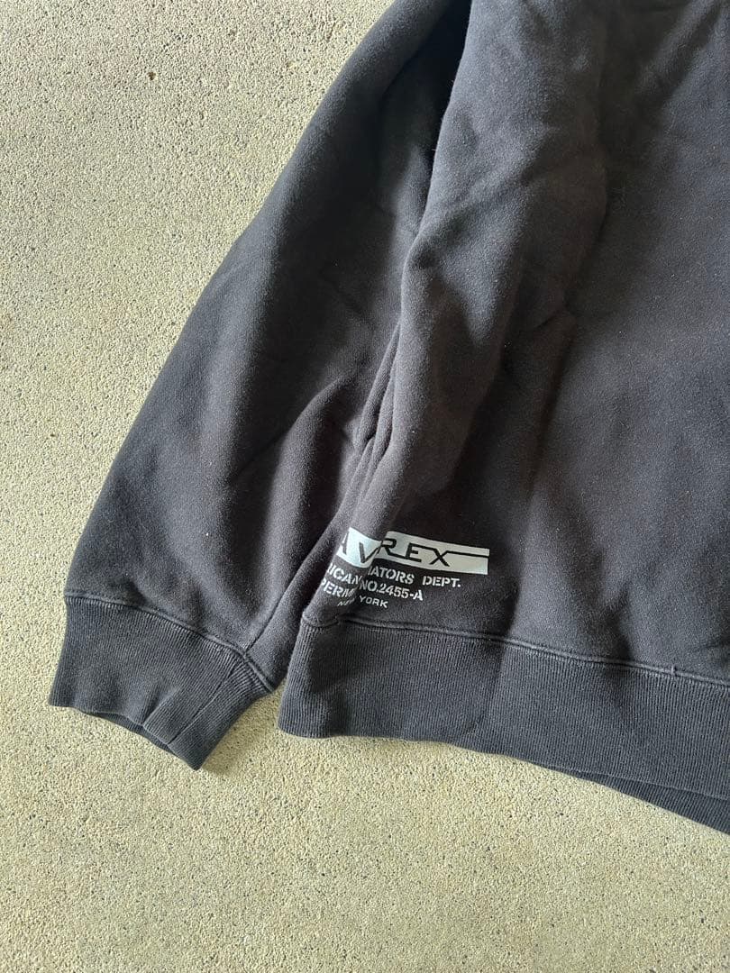 90's~ AVIREX ジップパーカー　サーマル　ブラック　y2k 短丈