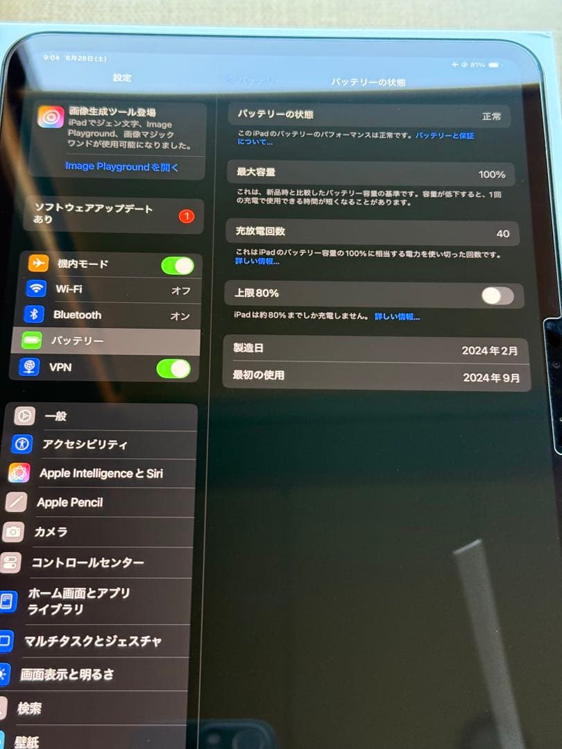 iPad Pro M4 WiFi 11in 256GB バッテリ100% 極美品