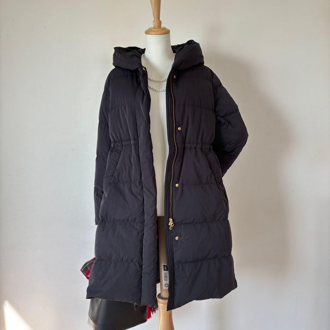 【美品】 IENAイエナ ダウンショールフードコート　ブラック　38 黒