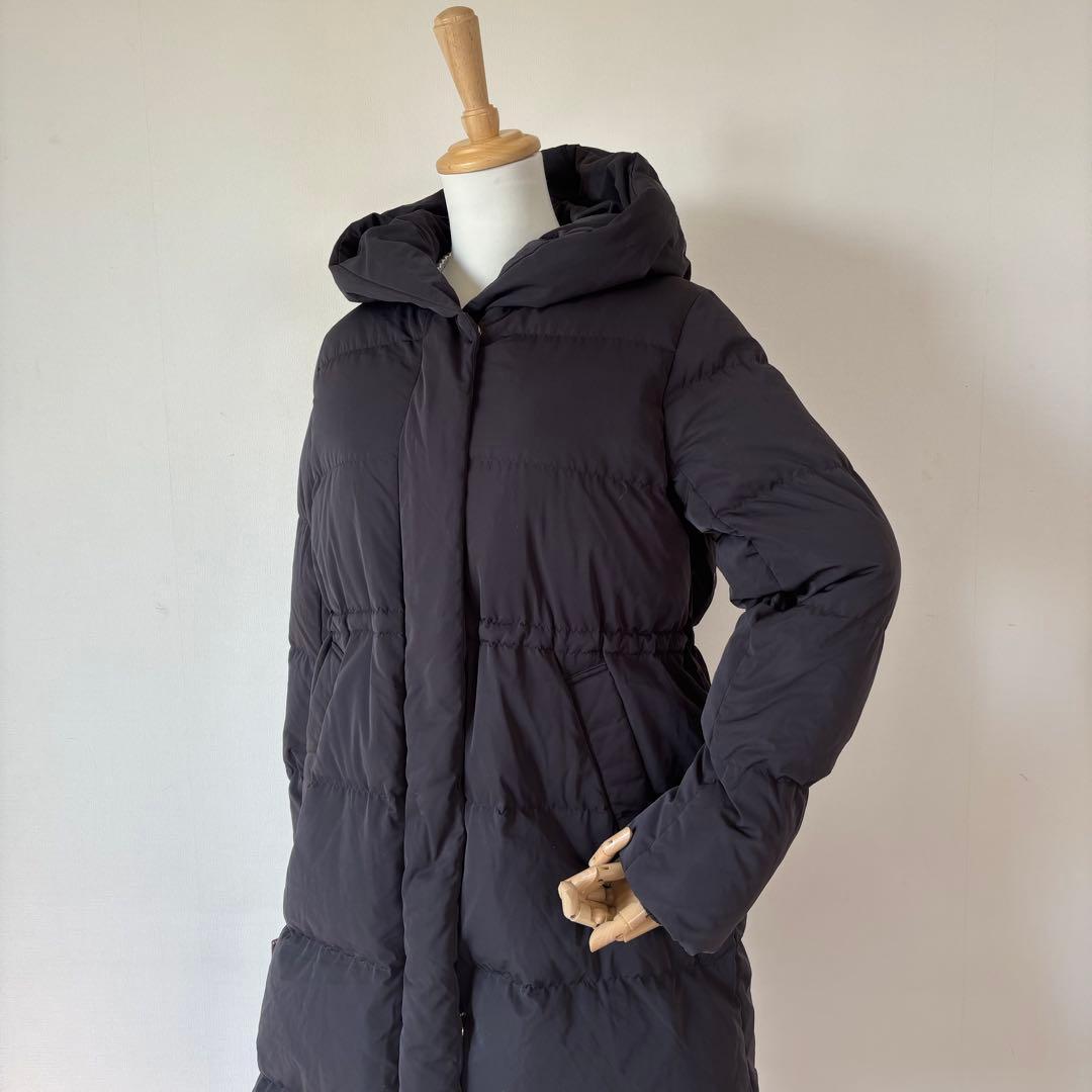【美品】 IENAイエナ ダウンショールフードコート　ブラック　38 黒
