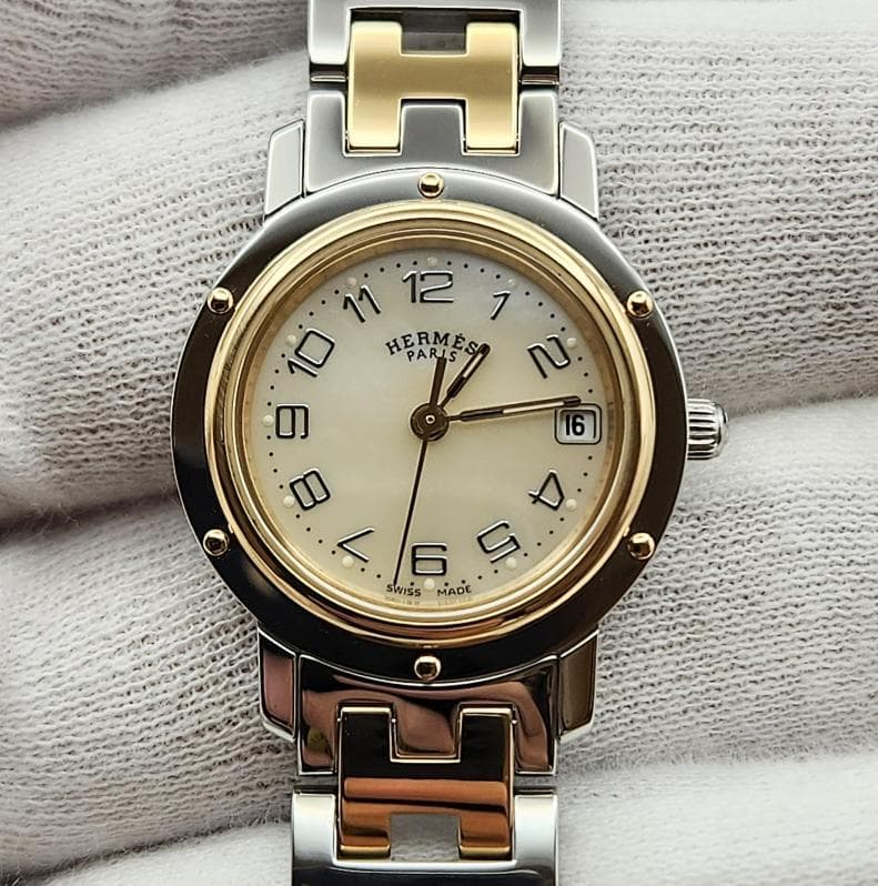 HERMES　CL4.220　エルメス　クリッパー　 Whiteシェル 保証書付