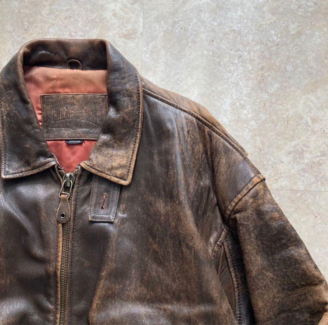 古着 Vintage A-2型 ビッグシルエット レザージャケット ブルゾン M