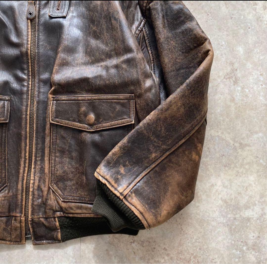 古着 Vintage A-2型 ビッグシルエット レザージャケット ブルゾン M