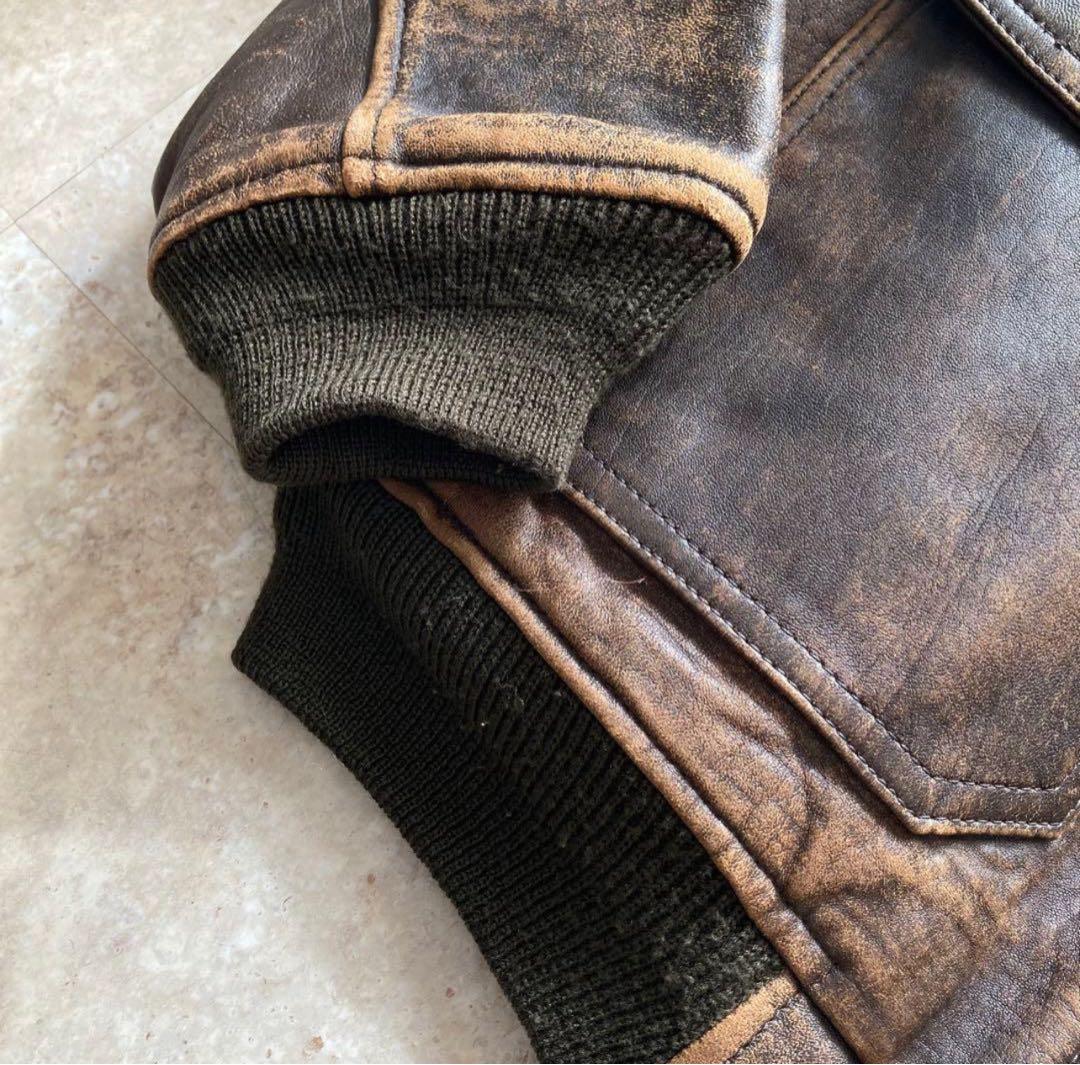 古着 Vintage A-2型 ビッグシルエット レザージャケット ブルゾン M