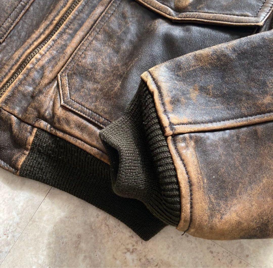 古着 Vintage A-2型 ビッグシルエット レザージャケット ブルゾン M