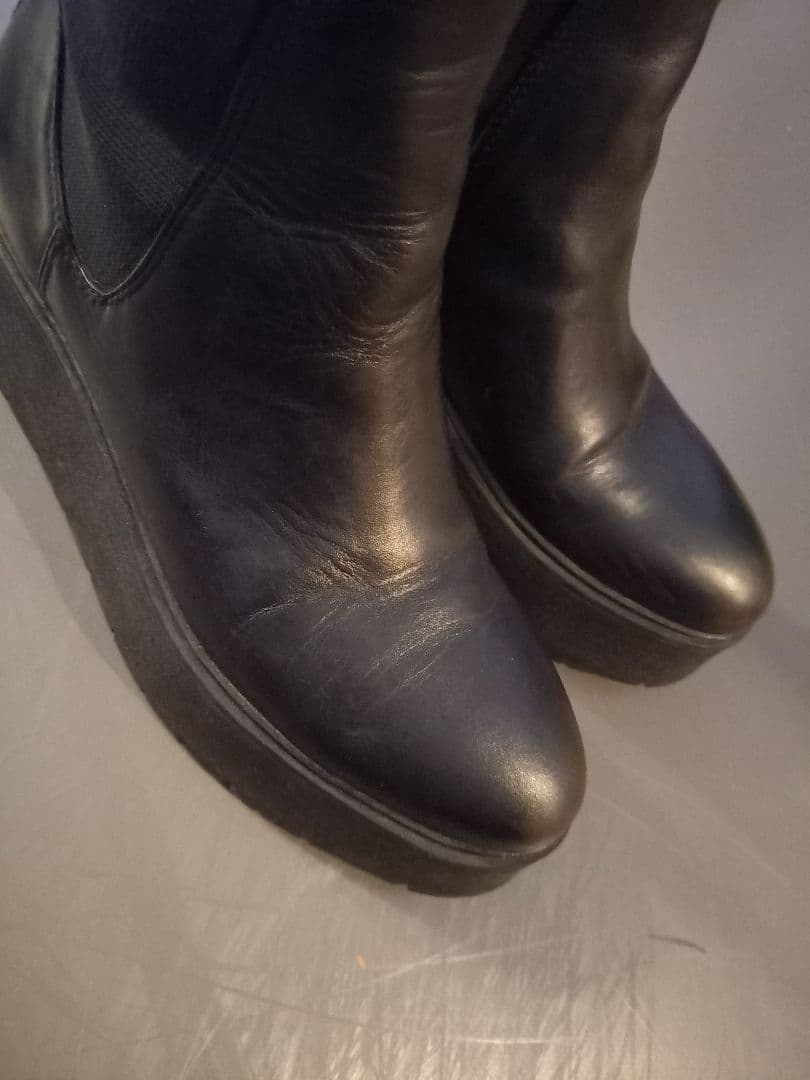 幻☆完売☆ZARAレザープラットフォームブーツ雑誌多数掲載☆ガムサイド38