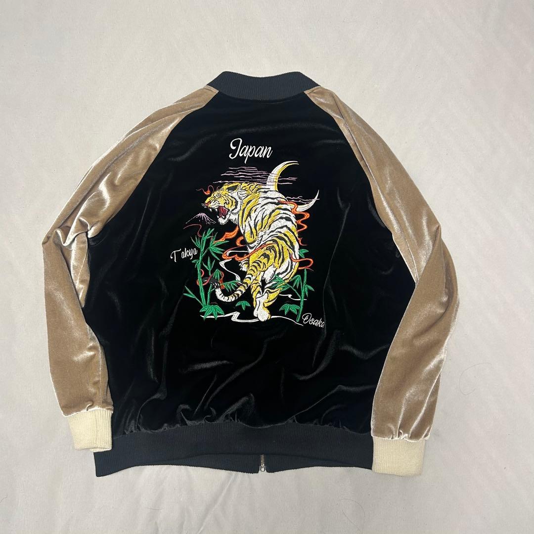 CAMBIO　虎刺繍 ベルベット風スカジャン Japan