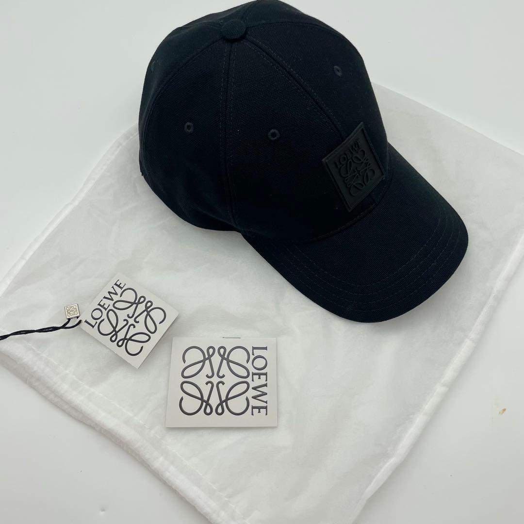 美品・鑑定済★ロエベ　ラバーロゴ　アナグラム　ベースボール　キャップ　黒　59