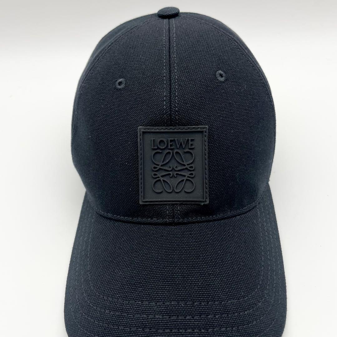美品・鑑定済★ロエベ　ラバーロゴ　アナグラム　ベースボール　キャップ　黒　59