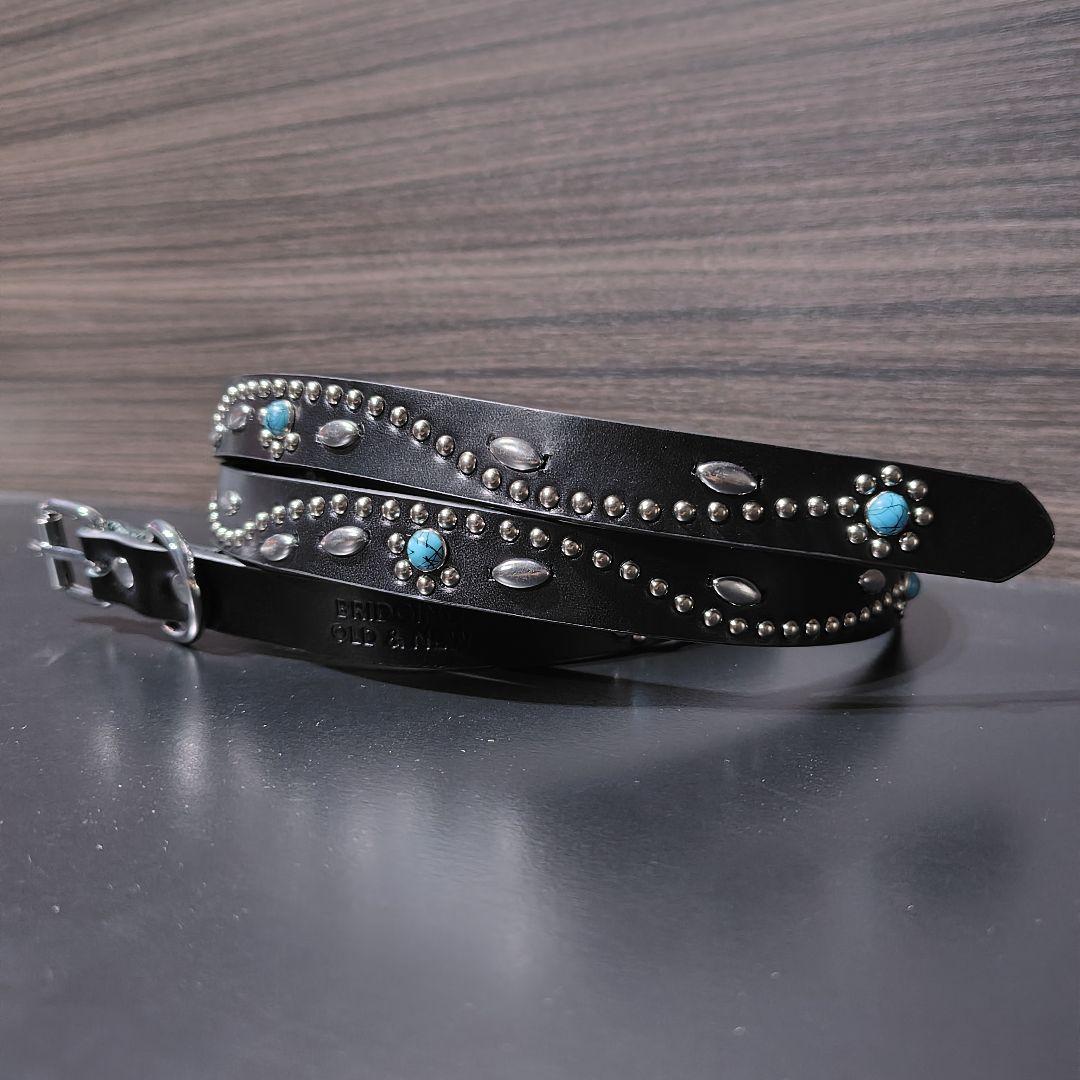 フラワーターコイズ■本革レザーフルスタッズナローベルト☆アメカジ古着ヴィンテージ