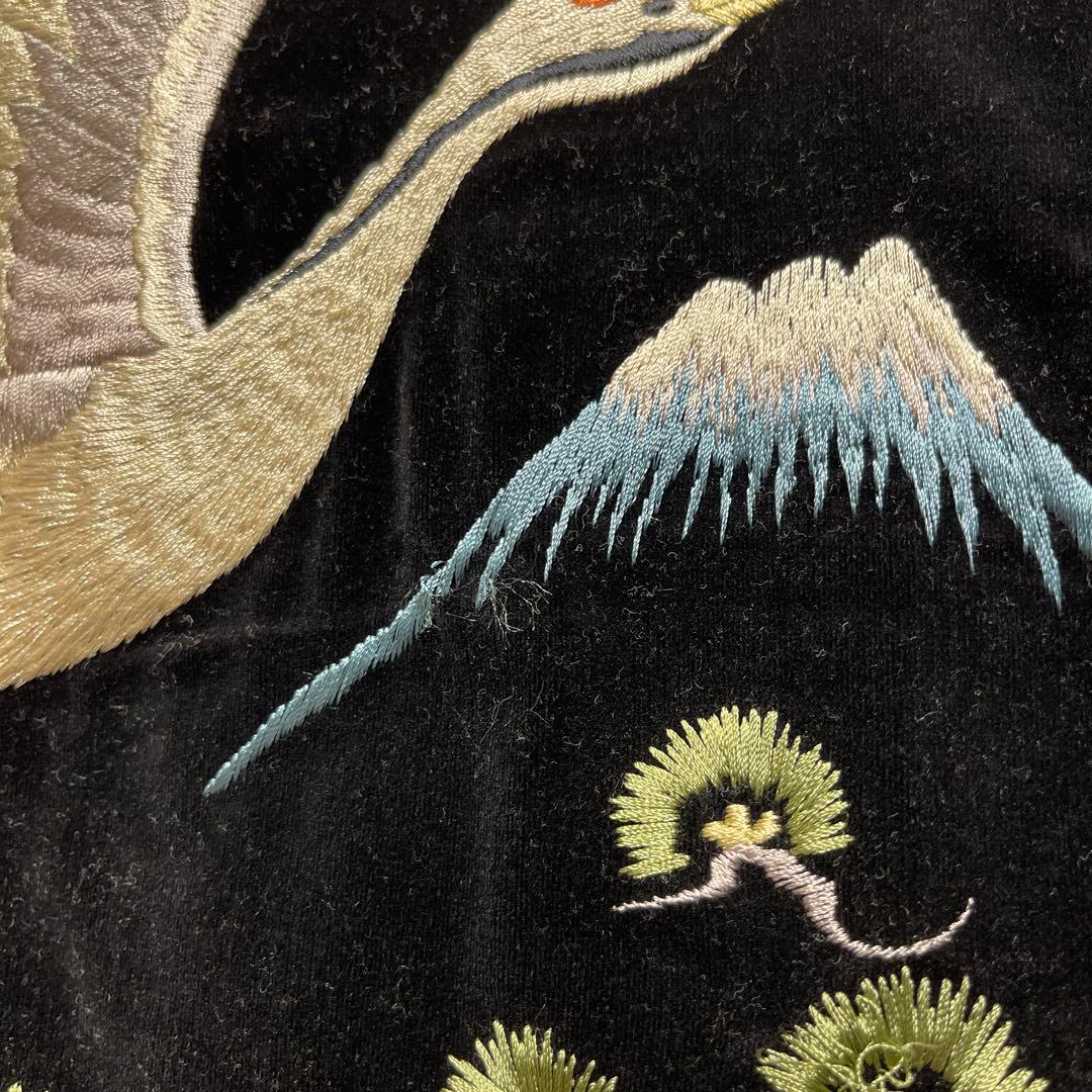 【hibu様】港商　テーラー東洋スカジャン　黒　L サイズ　別珍　鶴