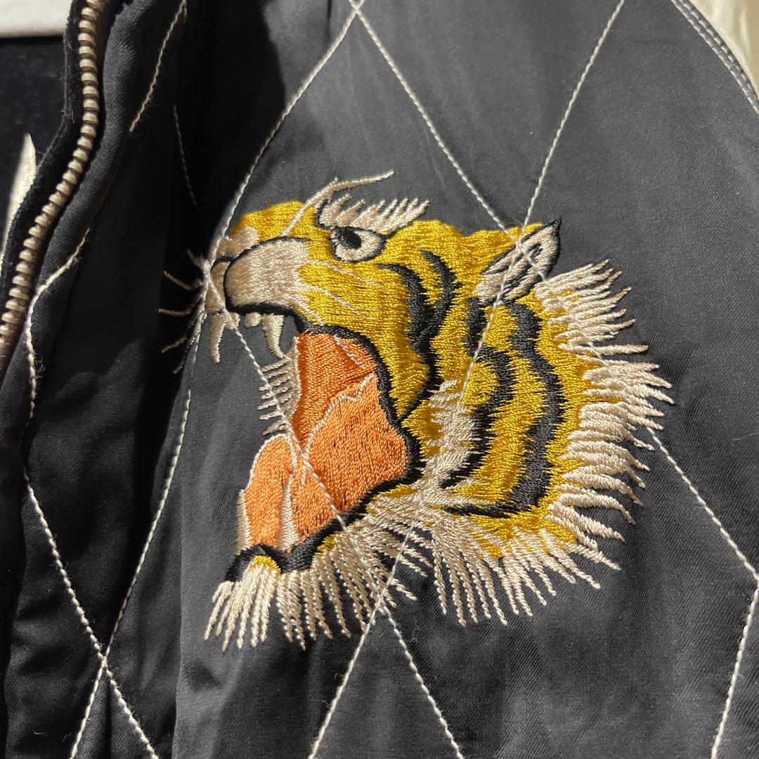【hibu様】港商　テーラー東洋スカジャン　黒　L サイズ　別珍　鶴