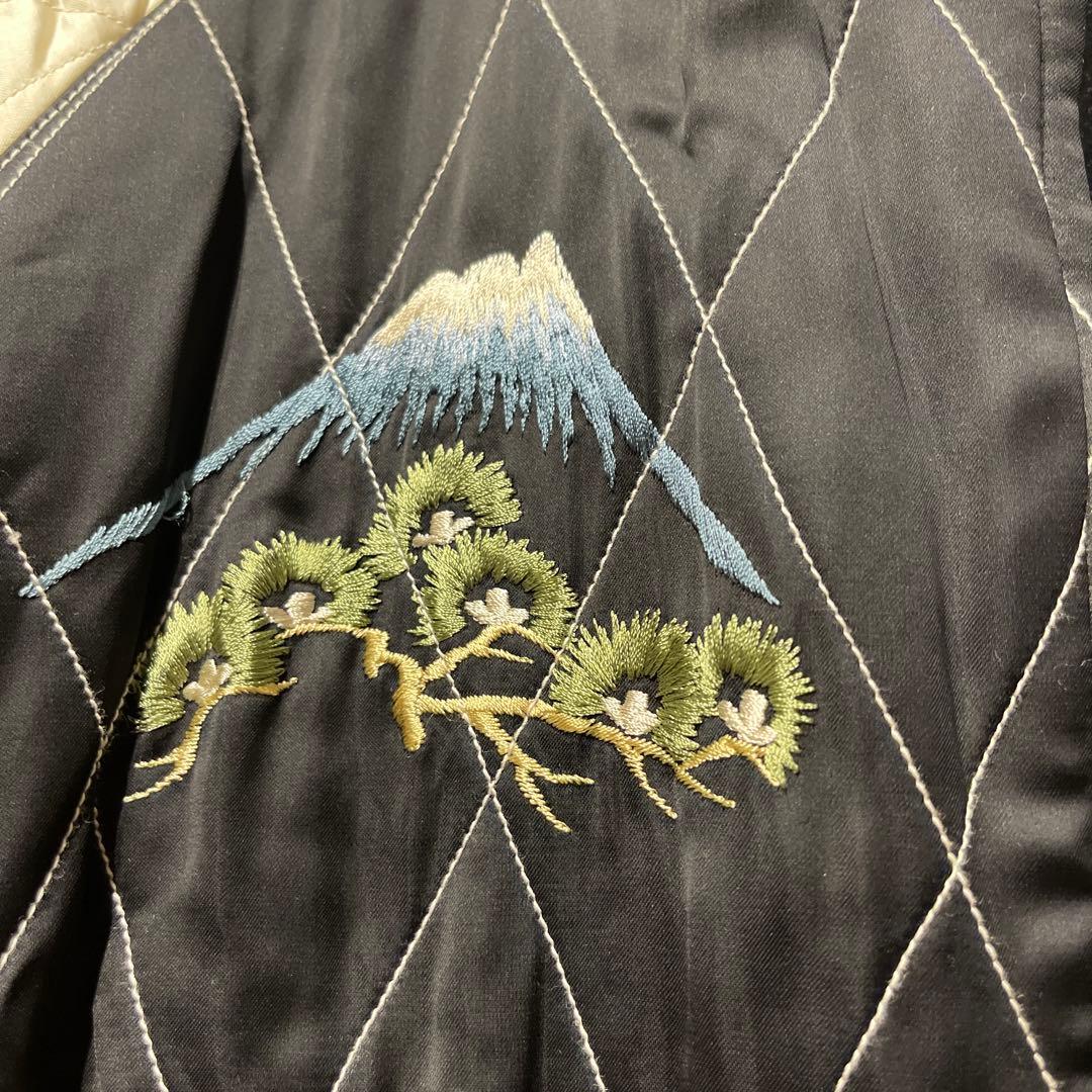 【hibu様】港商　テーラー東洋スカジャン　黒　L サイズ　別珍　鶴