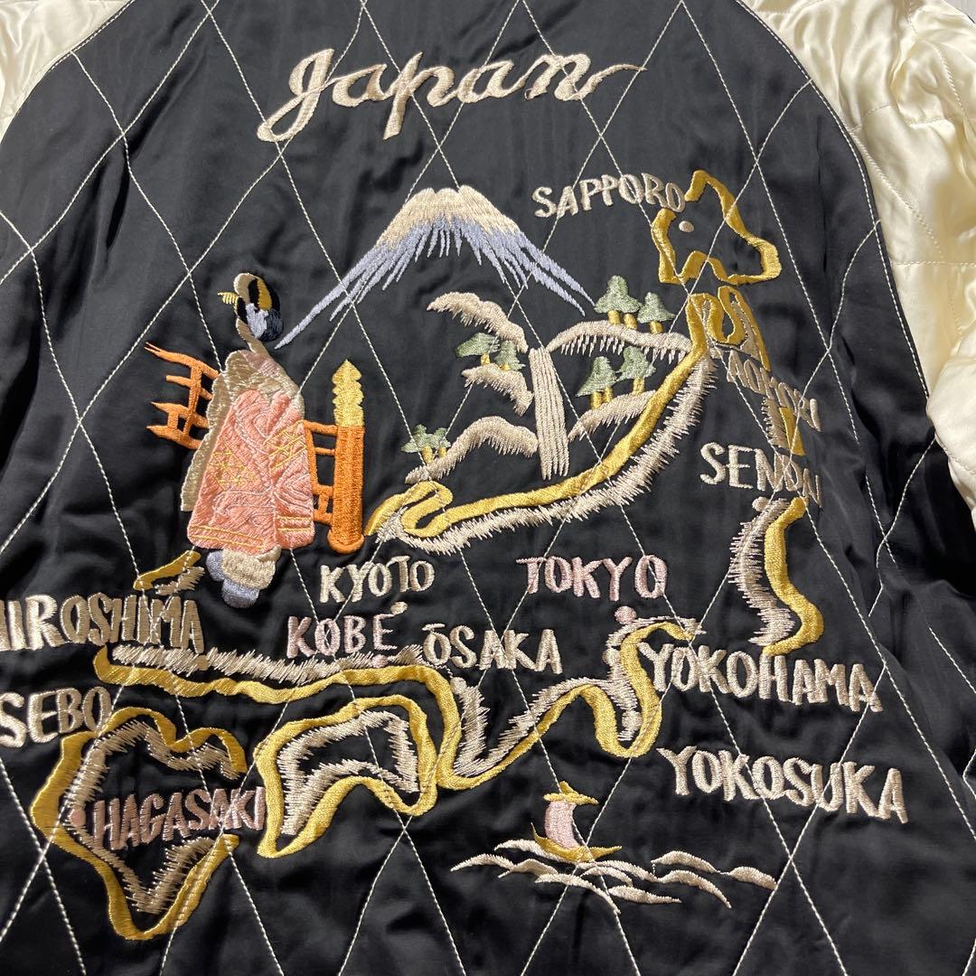 【hibu様】港商　テーラー東洋スカジャン　黒　L サイズ　別珍　鶴