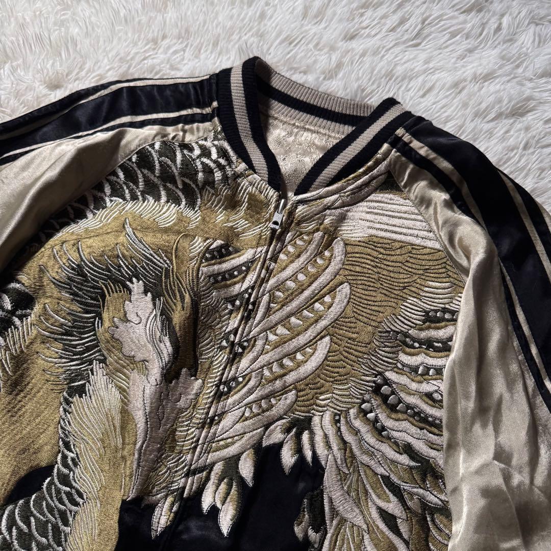 y*a様 希少✨花旅楽団　スカジャン　リバーシブル　豪華刺繍　ブラック×ゴールド