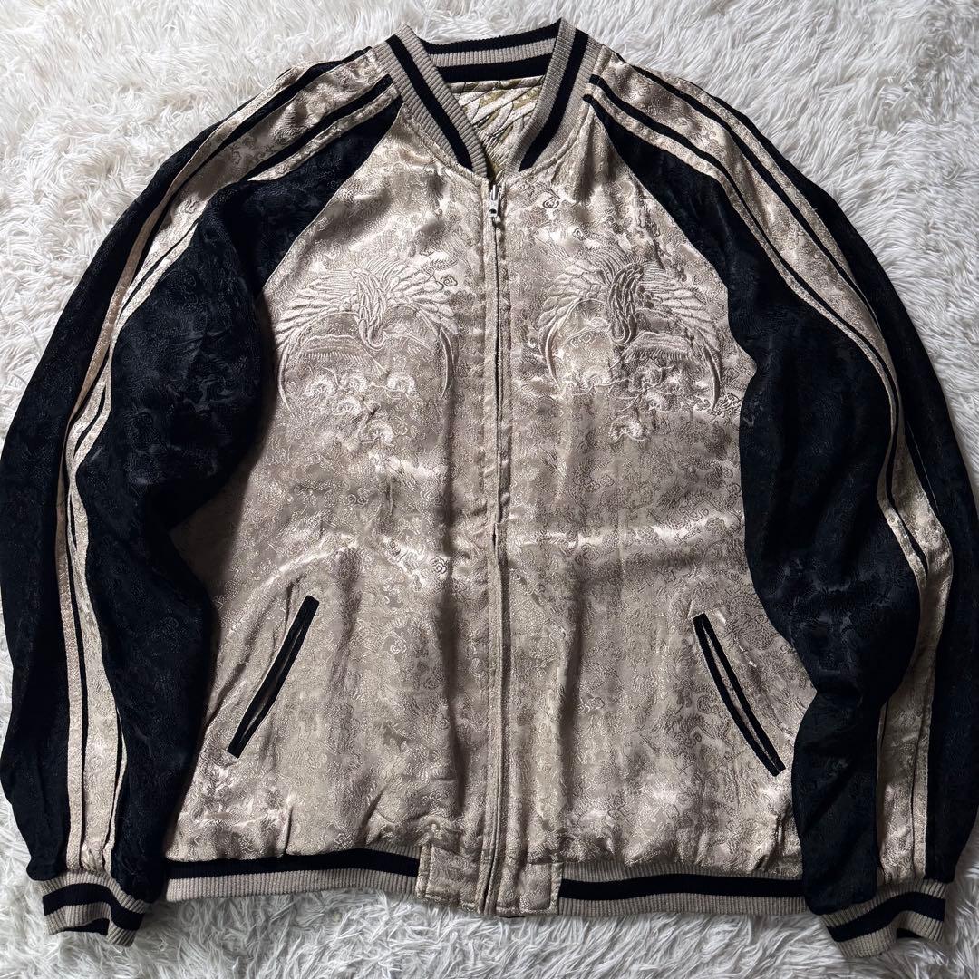 y*a様 希少✨花旅楽団　スカジャン　リバーシブル　豪華刺繍　ブラック×ゴールド
