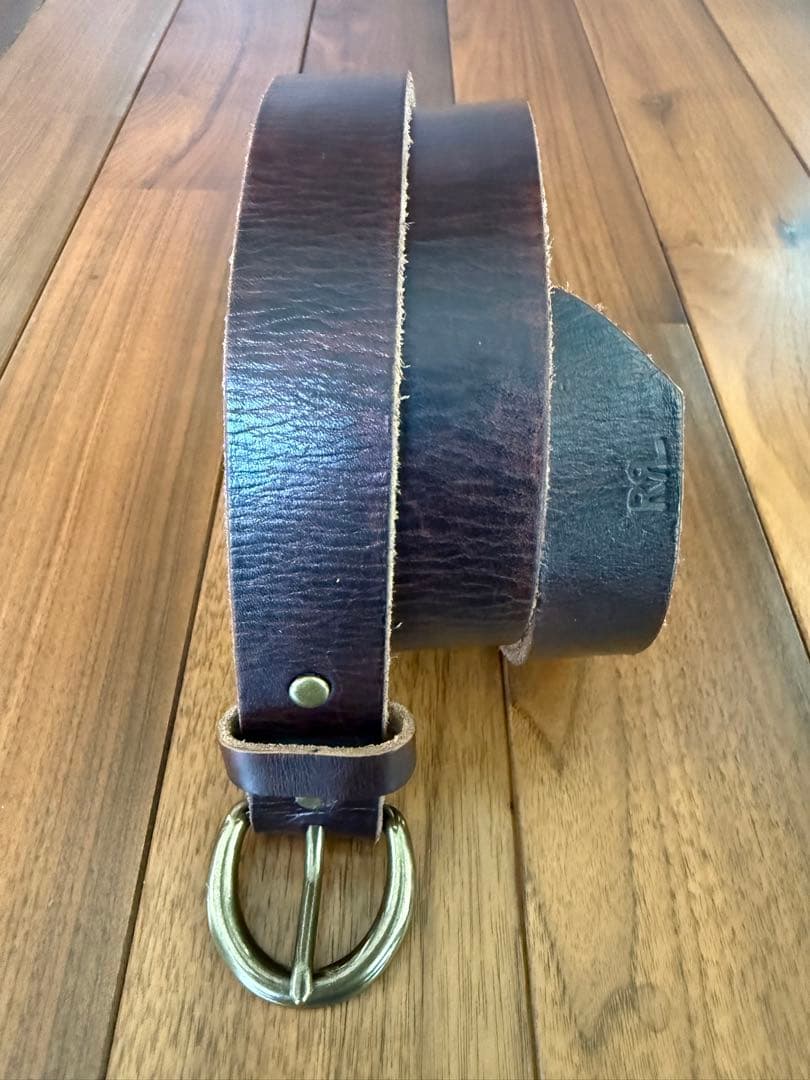 新品未使用RRL ヴィンテージ加工 プレーンベルト ダークブラウン 32インチ