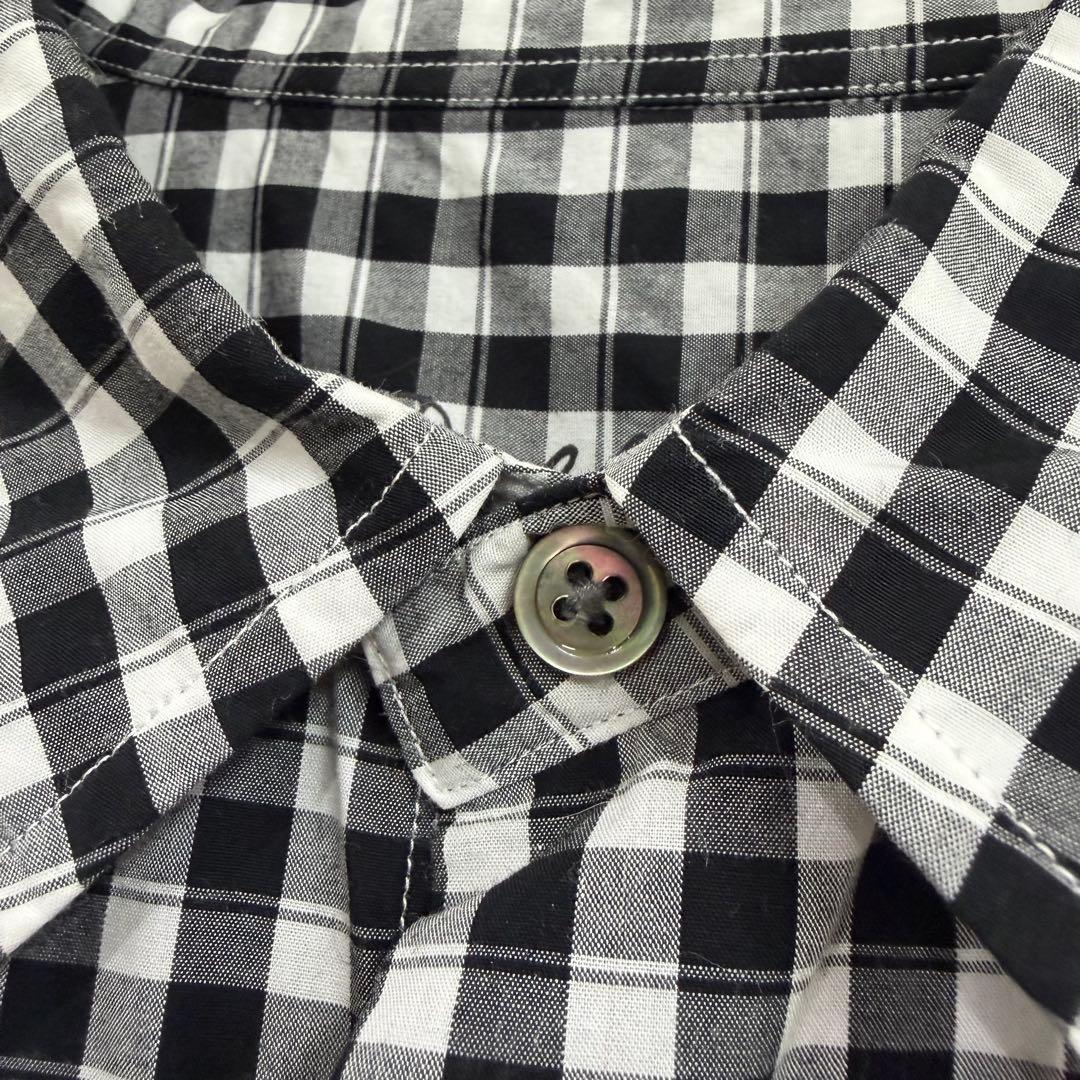 ポータークラシック ロールアップシャツ ギンガムチェック ブラック　Lサイズ