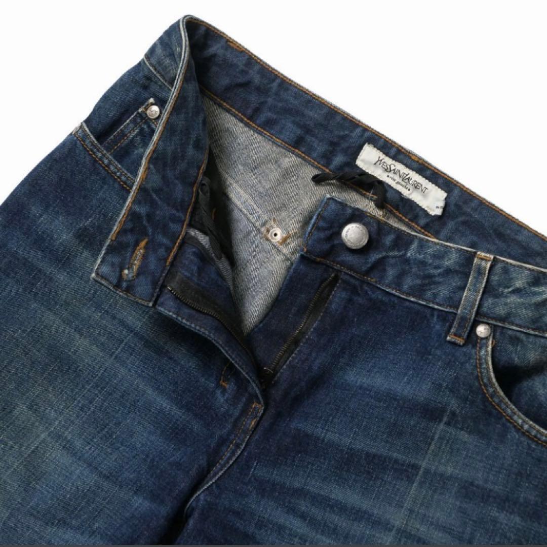 【希少】イヴサンローラン YSL デニムパンツ セミフレア サイズF38 ブルー