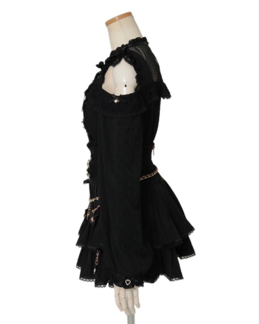 LIZLISA 肩あきダブルストラップトップス ブラック