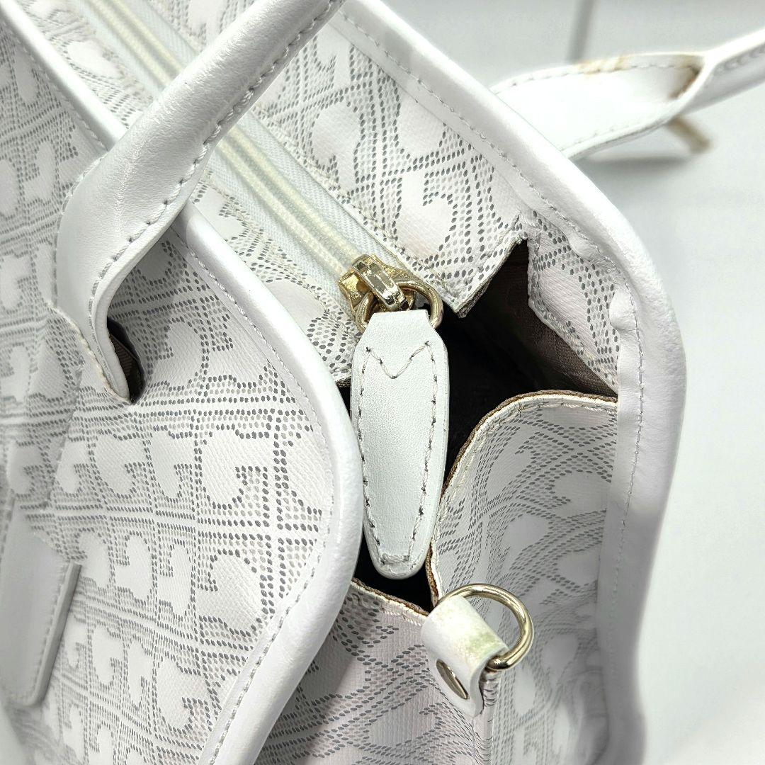 GHERARDINI ハンドバッグ 2way モノグラム レザー ソフティ 白