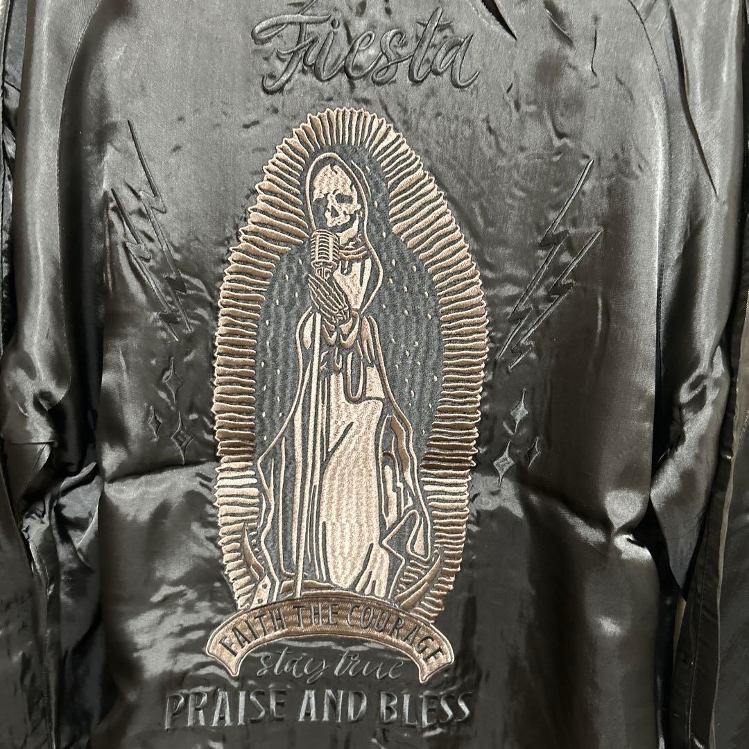 新品　XL スカルワークス　ドクロ　スカジャン　ブラック　ピンク