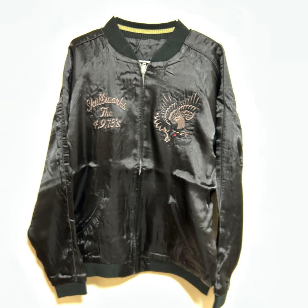 新品　XL スカルワークス　ドクロ　スカジャン　ブラック　ピンク