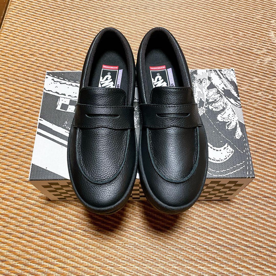 VANS スニーカー　スケート　ローファー　レザー　ブラック　24cm