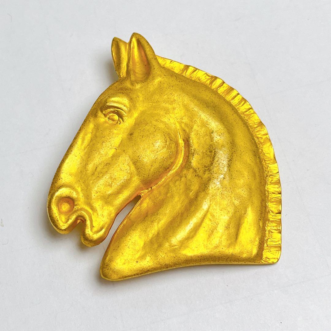 エルメス　ホース　シュバル　ラージ　ブローチ　ゴールド
