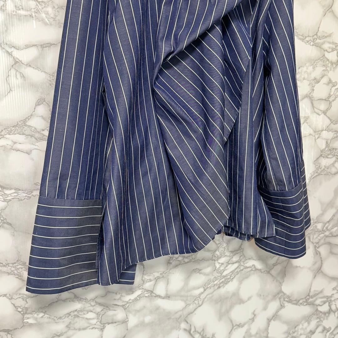 【アドーア】 ストライプ カジュアルシャツ Lサイズ