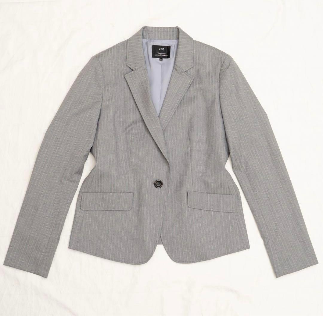 美品✨大きいサイズ【23区】シルク混 グレー系 レディース セットアップ 42