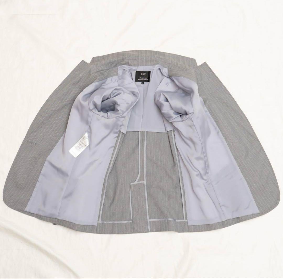 美品✨大きいサイズ【23区】シルク混 グレー系 レディース セットアップ 42