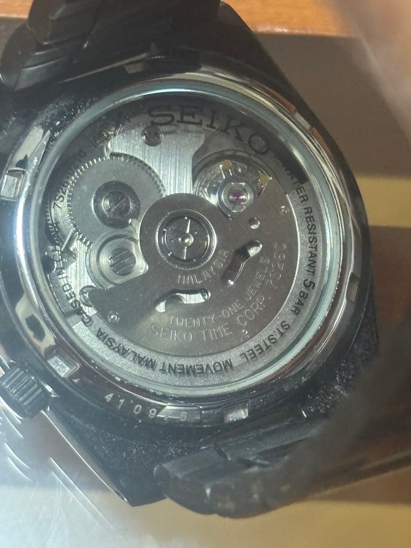 ✨美品✨SEIKO5 7S26-02T0自動巻き 黒い稲妻 裏スケ【中古品】