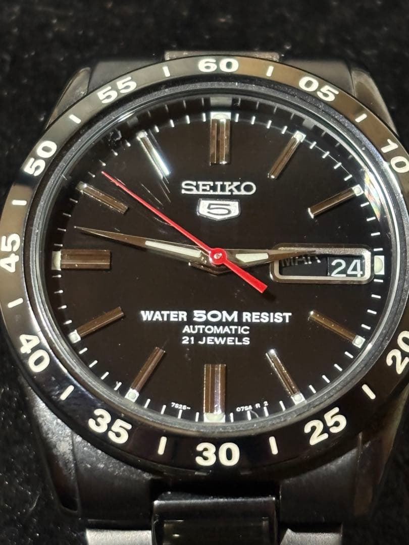 ✨美品✨SEIKO5 7S26-02T0自動巻き 黒い稲妻 裏スケ【中古品】