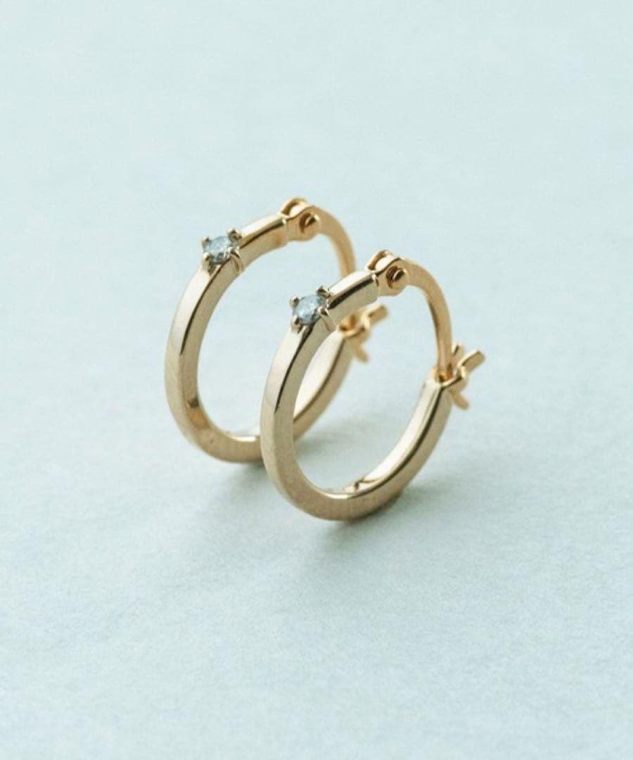 ete グレーダイヤ フープピアス