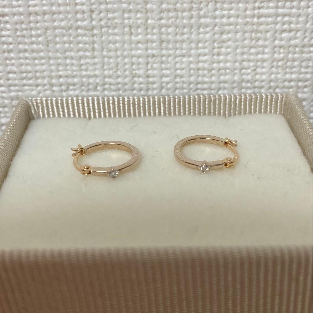ete グレーダイヤ フープピアス